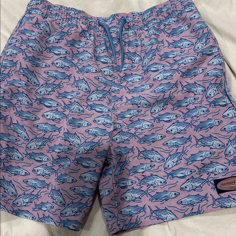 Vineyard Vines Pink and Blue Fish Pattern Shorts